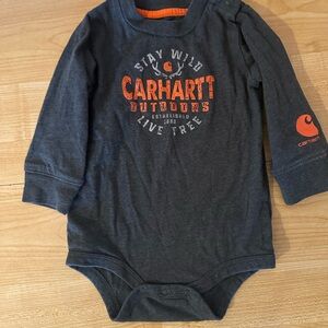 Carhartt Charcoal Onesie with Vibrant Orange Accents